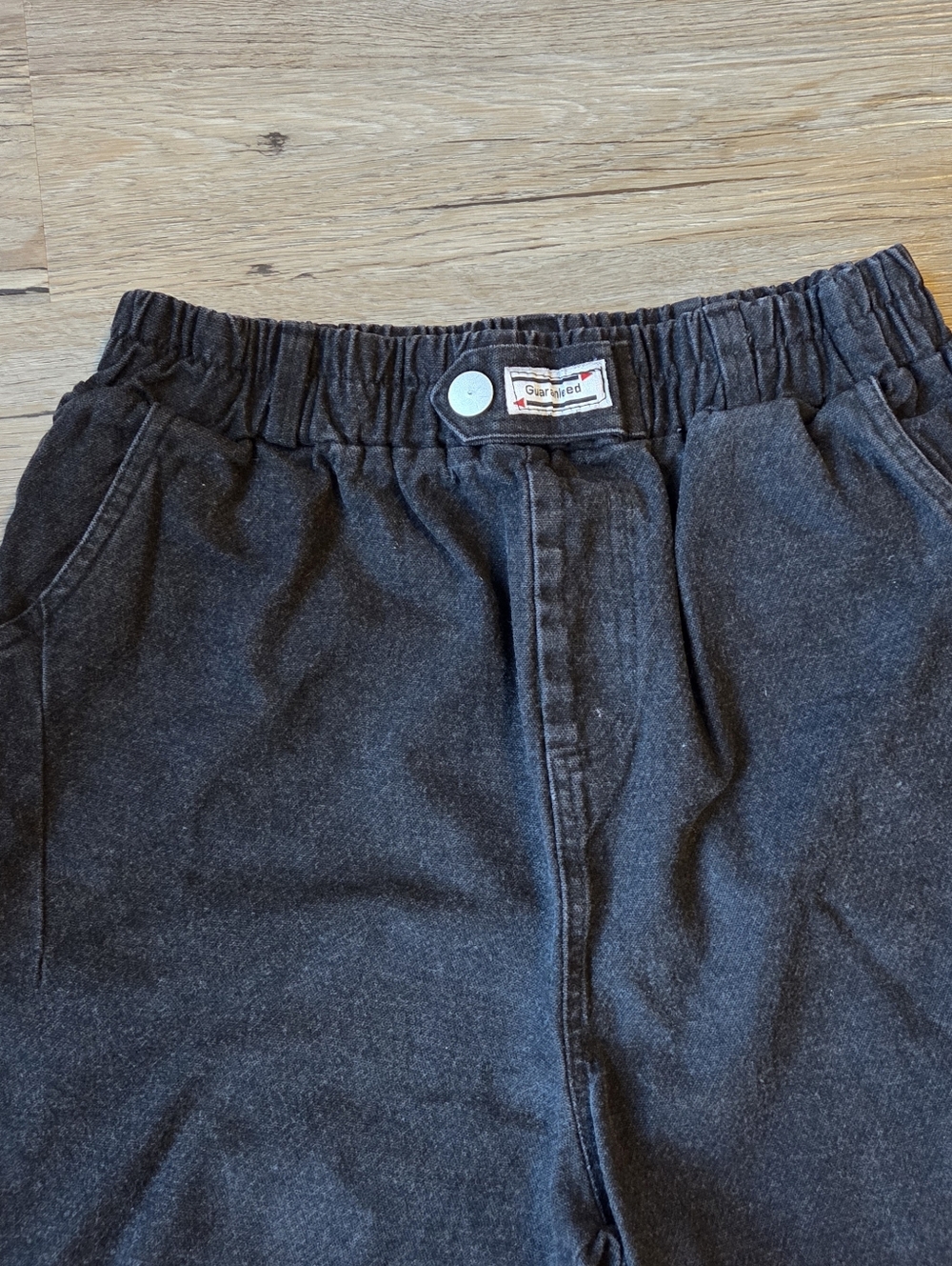 Vintage 90s black baggy barrel joggers denim jeans with stretch elastic waist - Picture 2 of 7